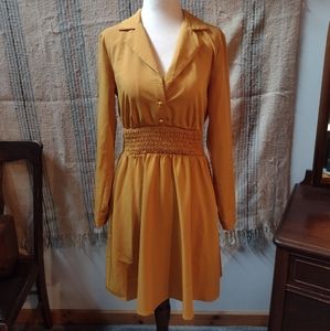 Fall mustard dress w collar